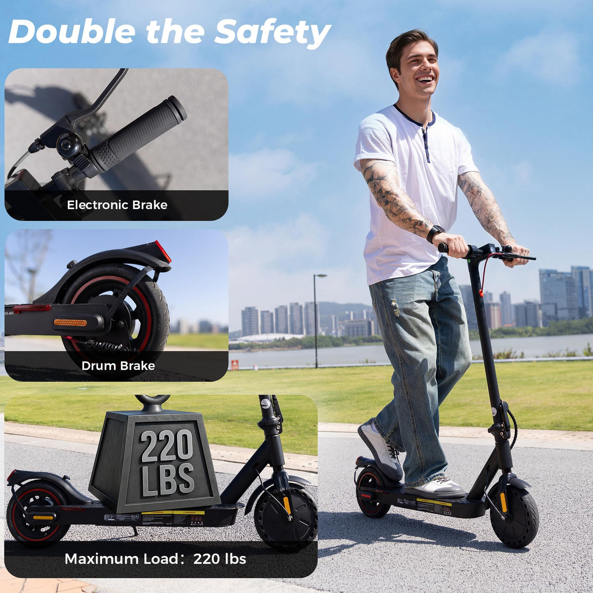 WAWSCOTE Electric Scooter for Adults - 500W Motor, 21 Miles Range