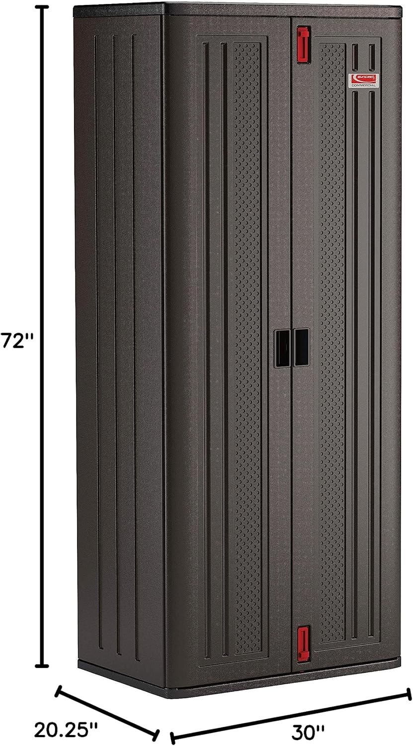 Suncast 19 Cu.Ft Resin Storage Cabinet with Lock, Black, USA Made