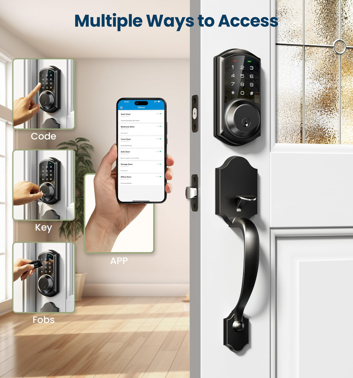 VEISE VE06-H Smart Keyless Front Door Lock Set - Black