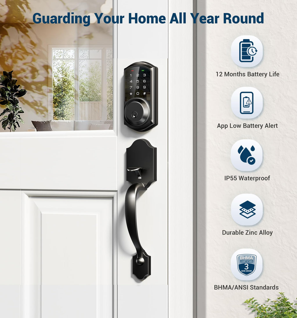VEISE VE06-H Smart Keyless Front Door Lock Set - Black