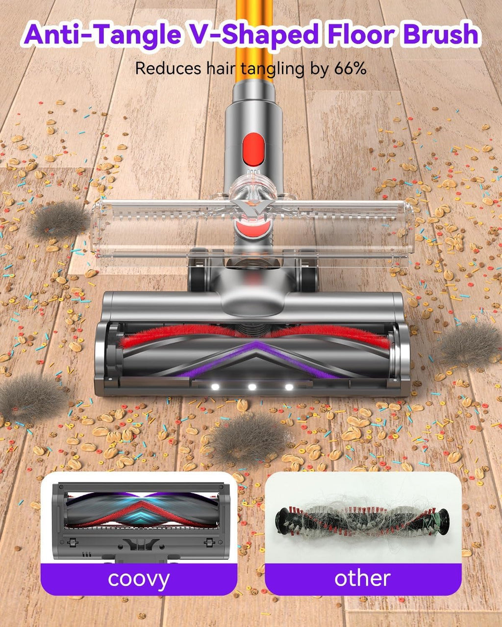 COOVY SU7 Cordless Vacuum Cleaner 580W Wireless Stick Vacuum