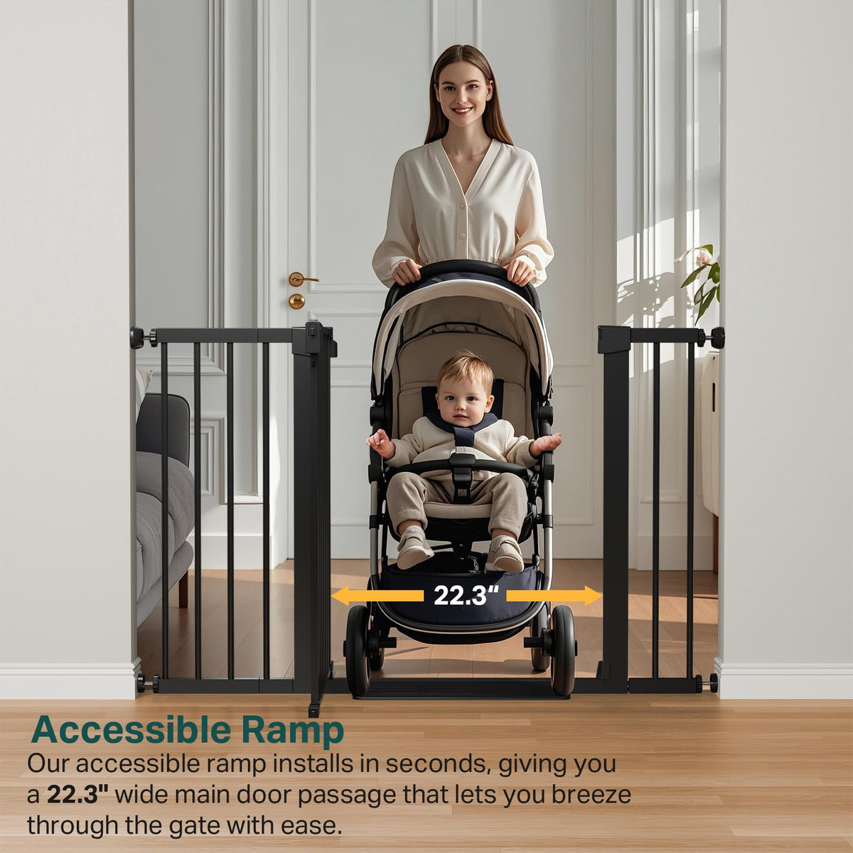 CUMBOR 29.7-48" Baby Gate for Stairs and Doorways