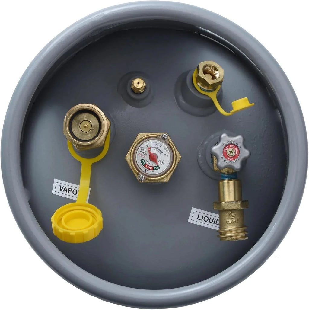 Steel Forklift Propane Tank Cylinder with Built-in Gauge, Gray-Flame King