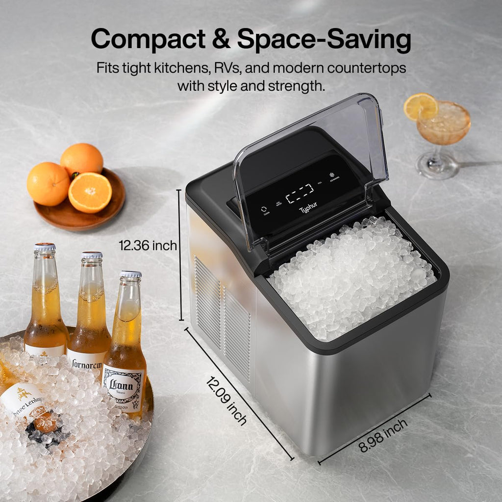 TYPHUR Fast Nugget Ice Maker - 35lbs/24H Crushed Ice Machine