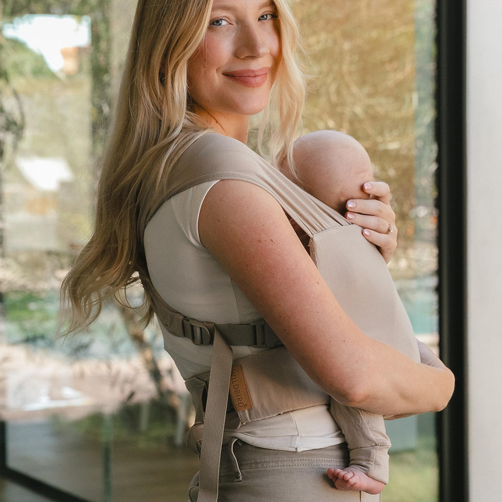 WILDBIRD Aerial Buckle Wrap - Newborn Baby Carrier - Desert Lark