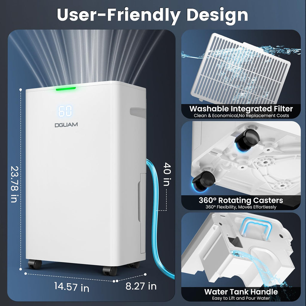 DGUAM 4500 Sq. Ft Dehumidifier, 80 Pint/Day for Home