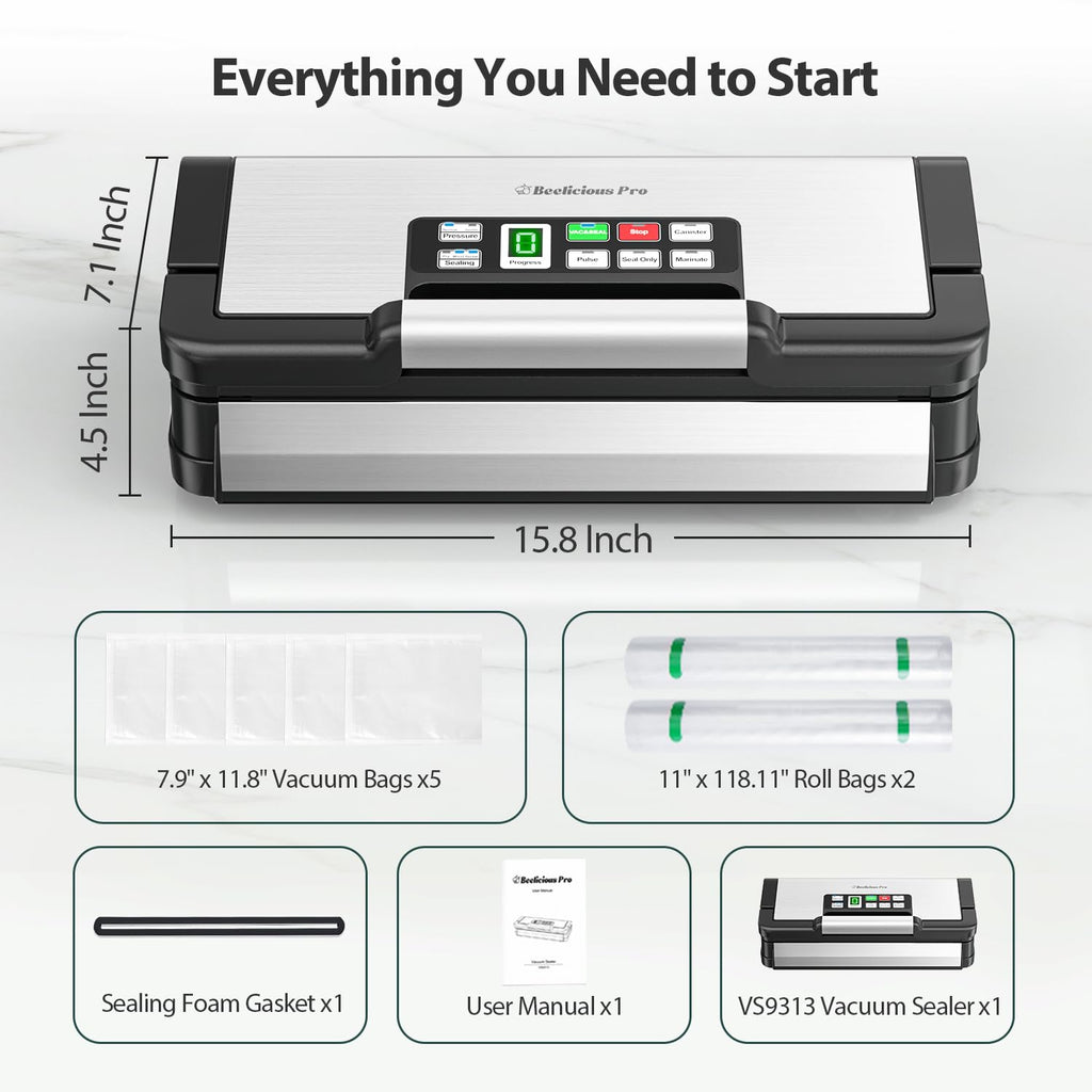 BEELICIOUS PRO 95kPa Vacuum Sealer Machine with AquaLock Technology