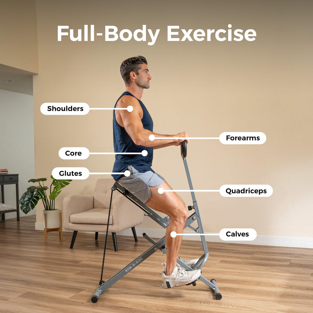 SUNNY HEALTH & FITNESS Smart Row-N-Ride Glute Trainer - Foldable Rower