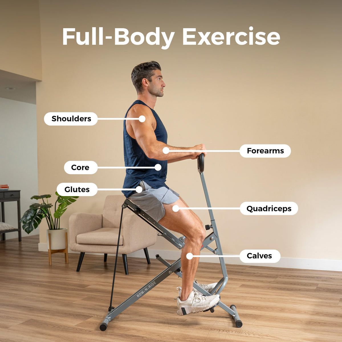 SUNNY HEALTH & FITNESS Smart Row-N-Ride Glute Trainer - Foldable Rower