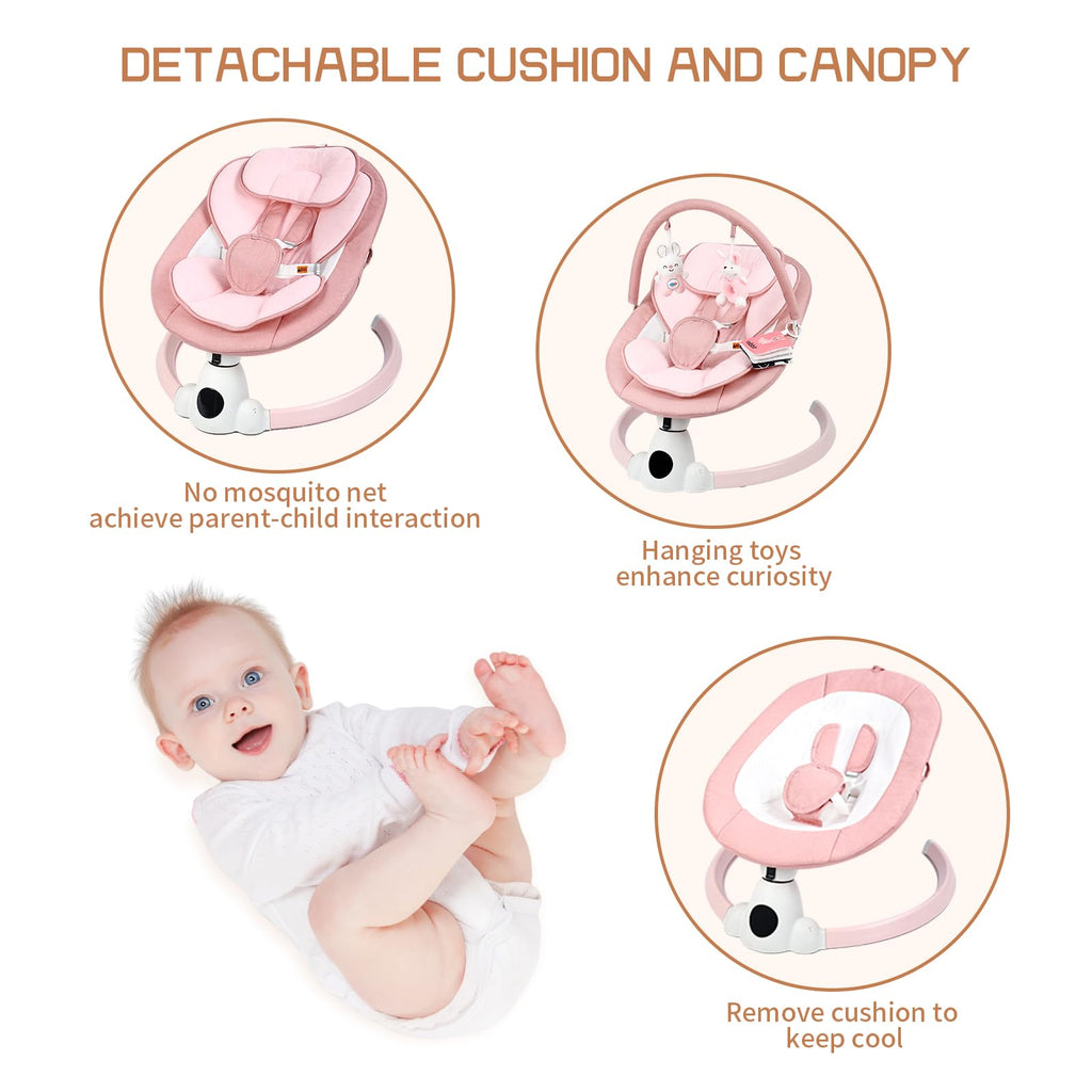 UUOEEBB Baby Swing for Infants - Portable Electric Pink
