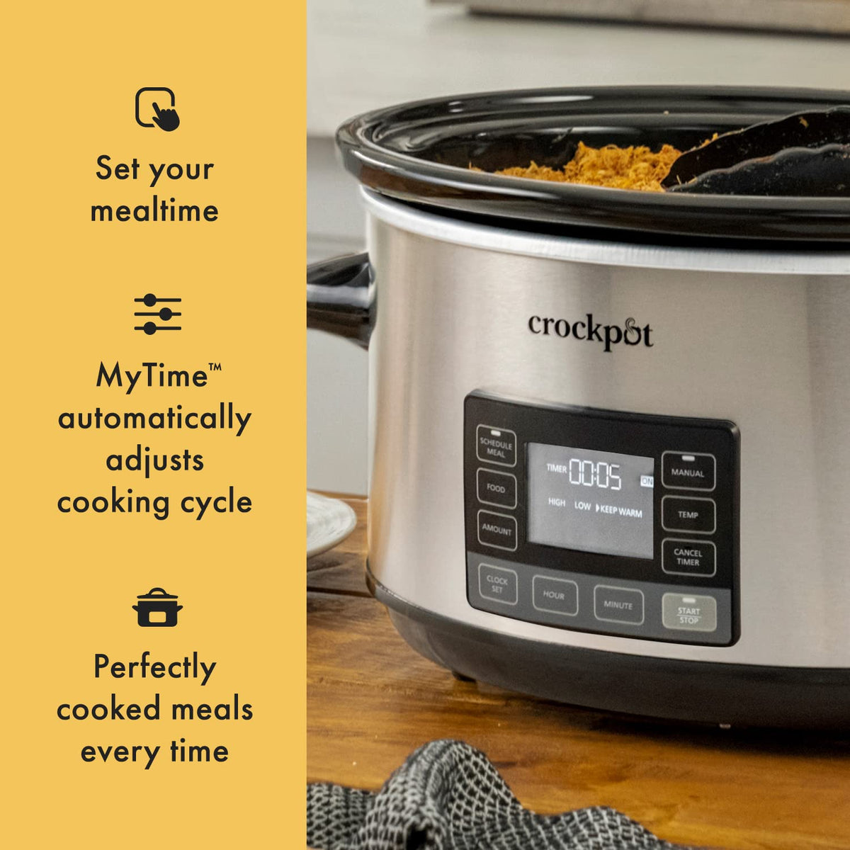 CROCK-POT 7-Quart Portable Programmable Slow Cooker with Timer