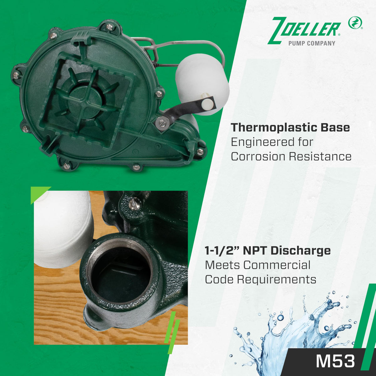ZOELLER M53 Mighty-mate Submersible Sump Pump 1/3 HP