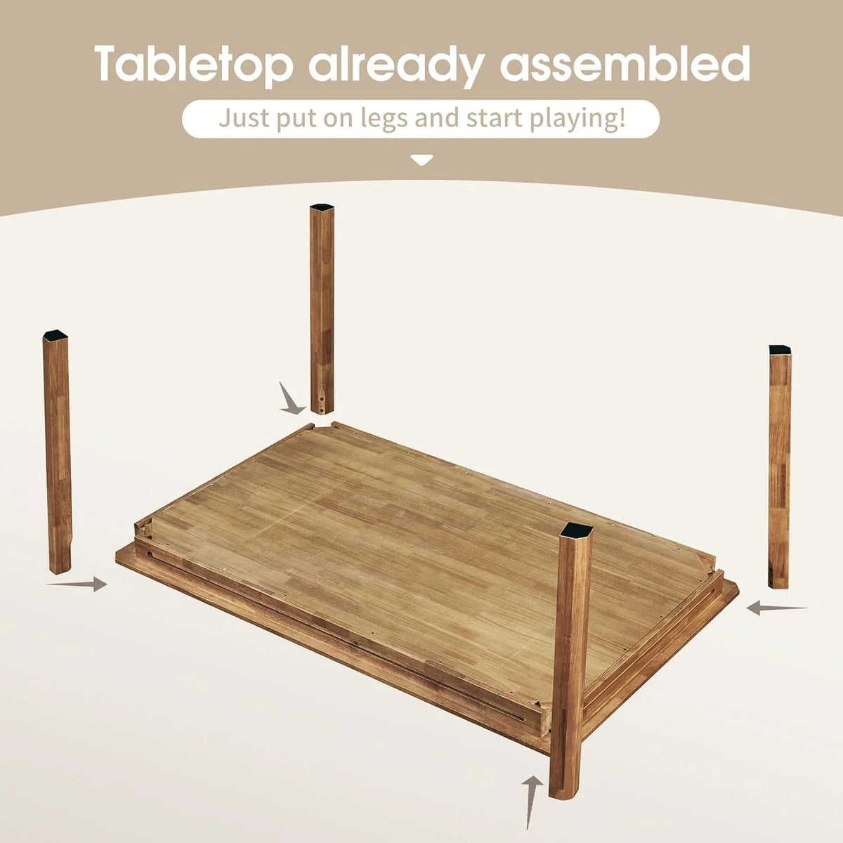 Board Game Table with Removable Top, Seats 4–6, 57"x33" Play Area