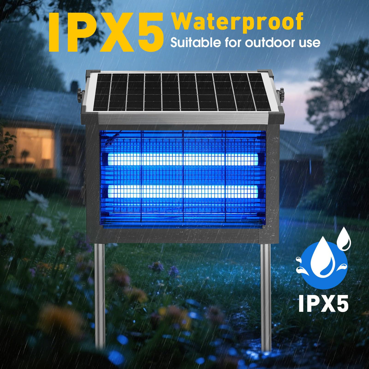 ZWIRAN Solar Bug Zapper - 4500V Waterproof Mosquito Trap