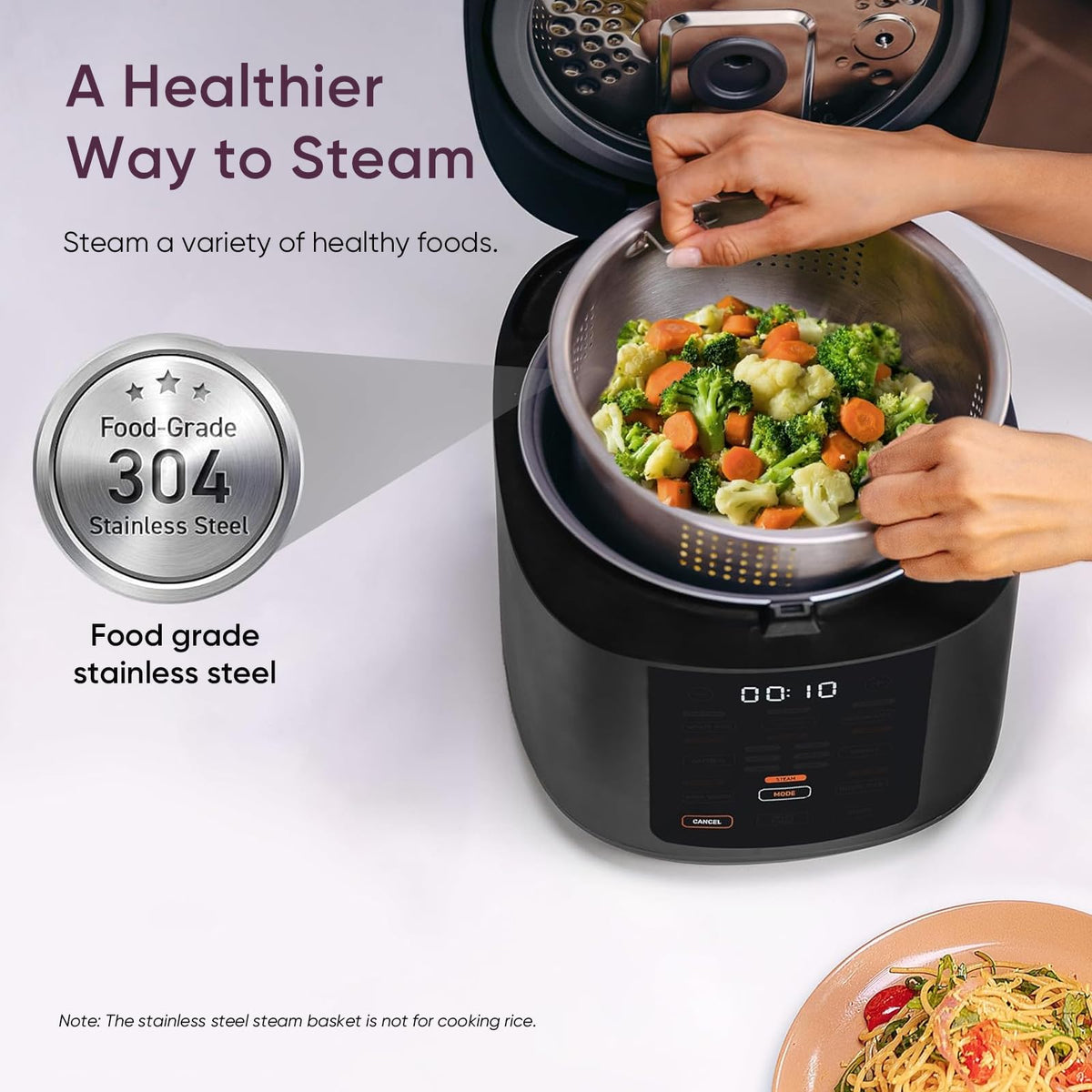 COSORI Rice Cooker 10 Cup with Fuzzy Logic & Steamer
