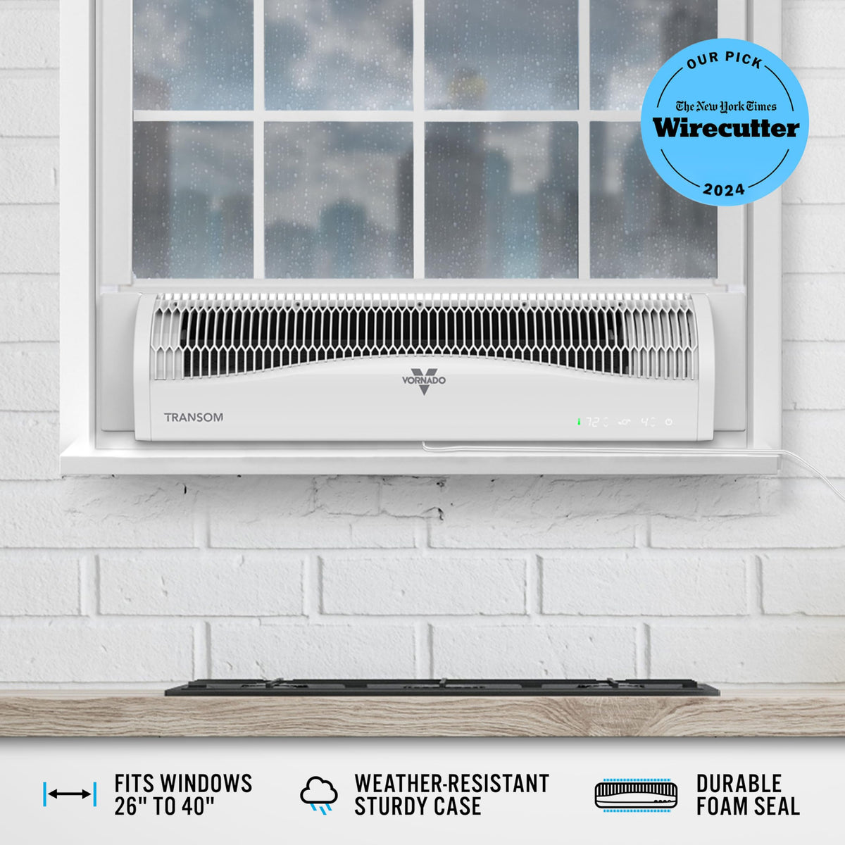 VORNADO TRANSOM Window Fan - 4 Speeds, Remote Control, Reversible
