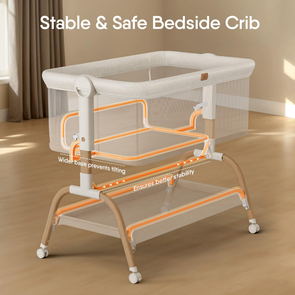 BABYBOND Baby Bassinet Bedside Crib - 3-in-1 Adjustable Sleeper