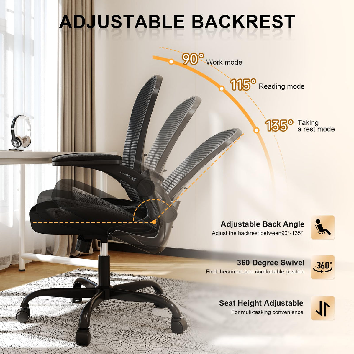 SYNORLA Ergonomic Office Chair - High Back Mesh, 330LBS Capacity
