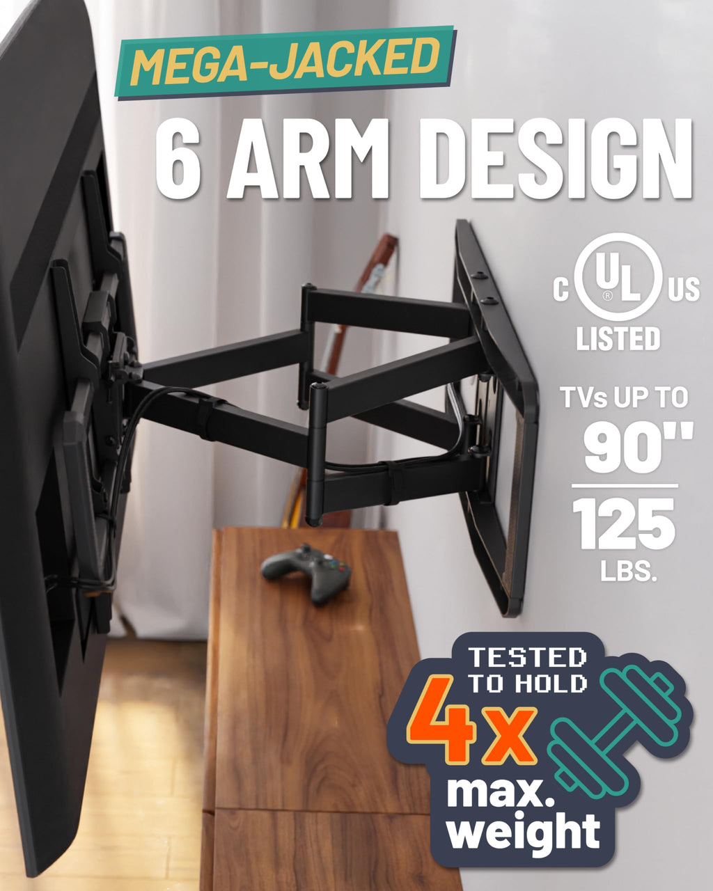 ECHOGEAR MaxMotion Full Motion TV Wall Mount for 42"-90" TVs
