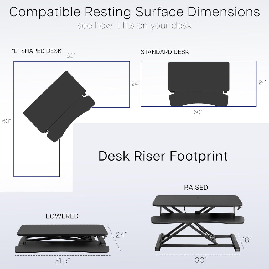 VIVO 32-inch Height Adjustable Desk Converter - Black