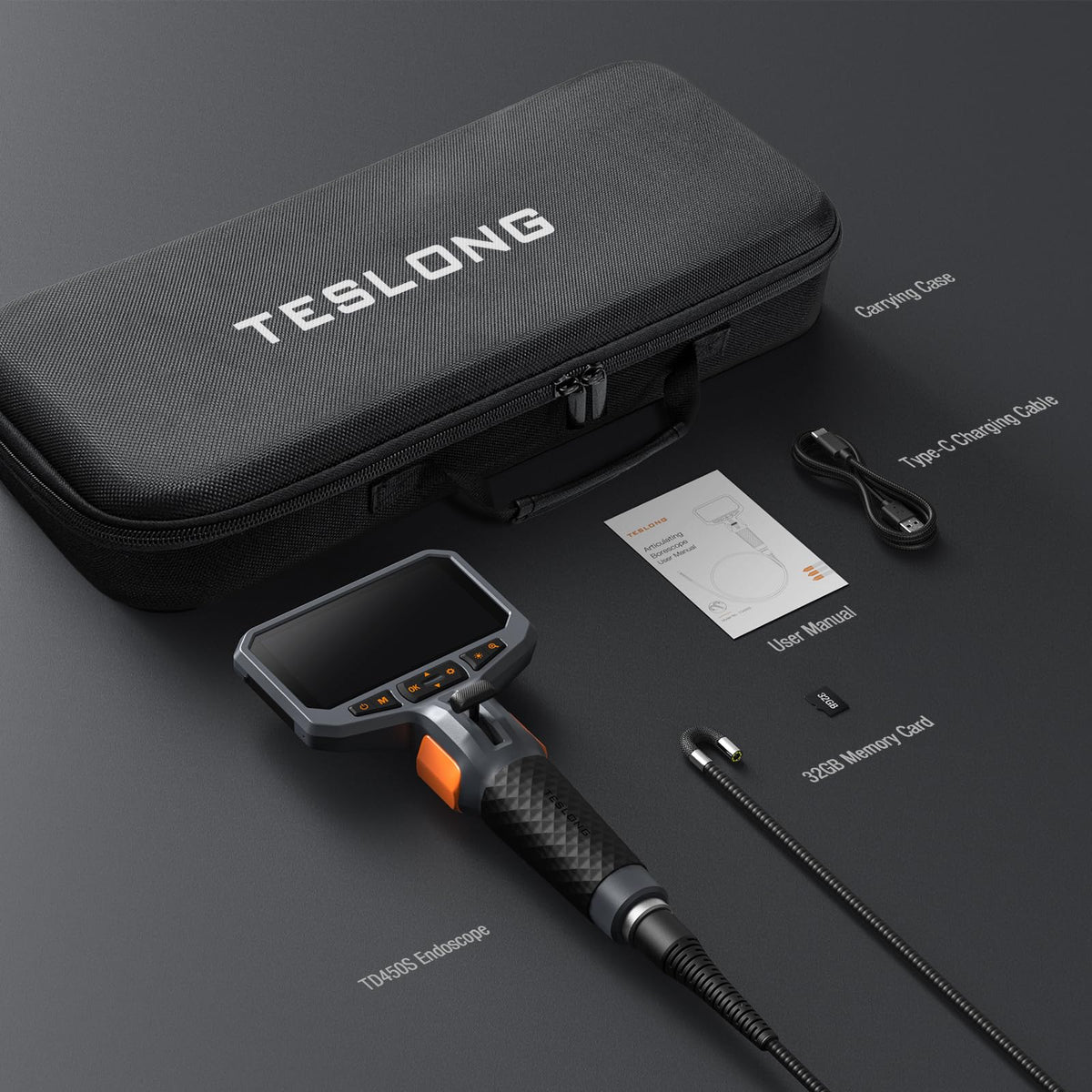 TESLONG Two-Way Articulating Borescope - 5FT Endoscope Camera