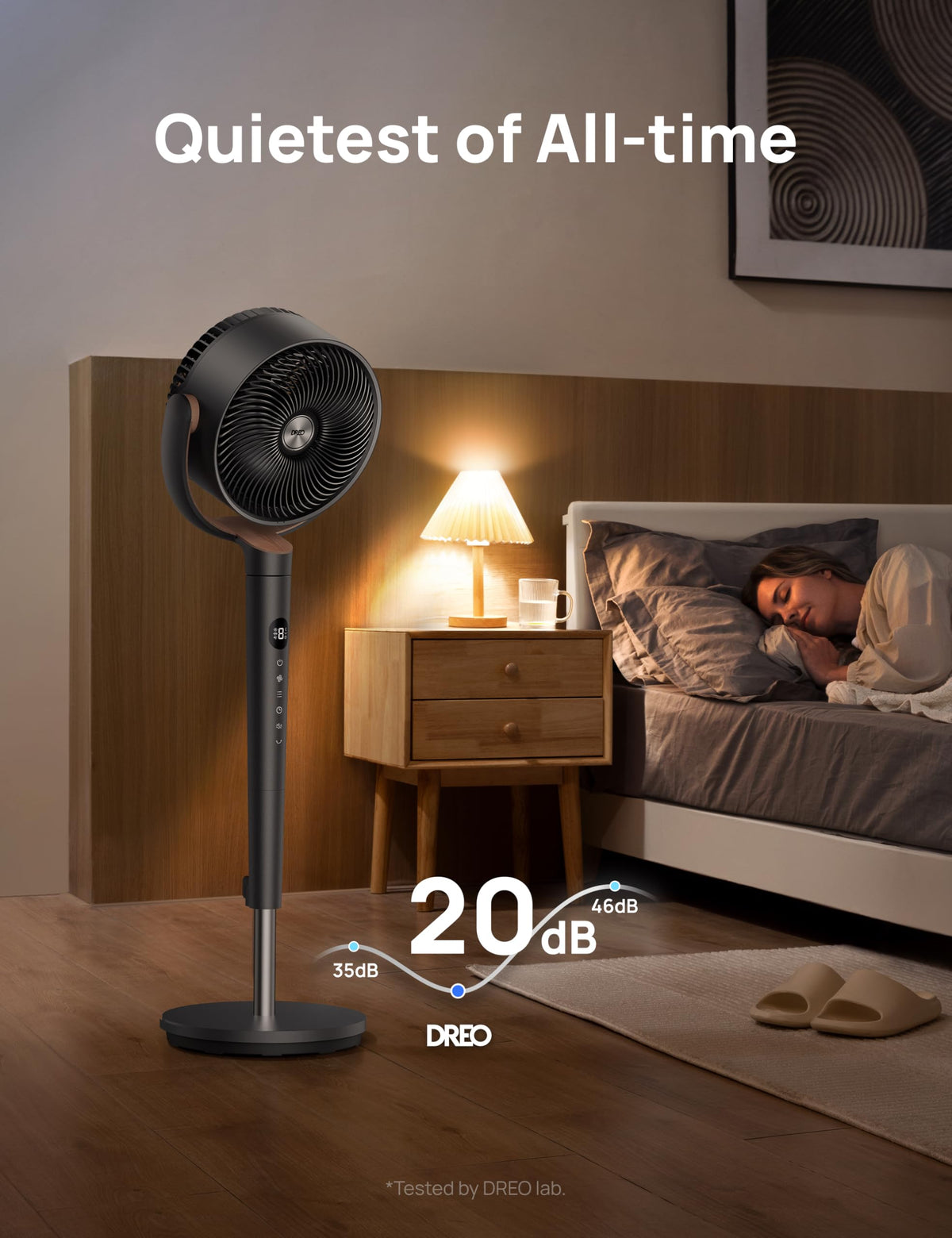 DREO Bed Fan with 120° Oscillation and 9 Speeds