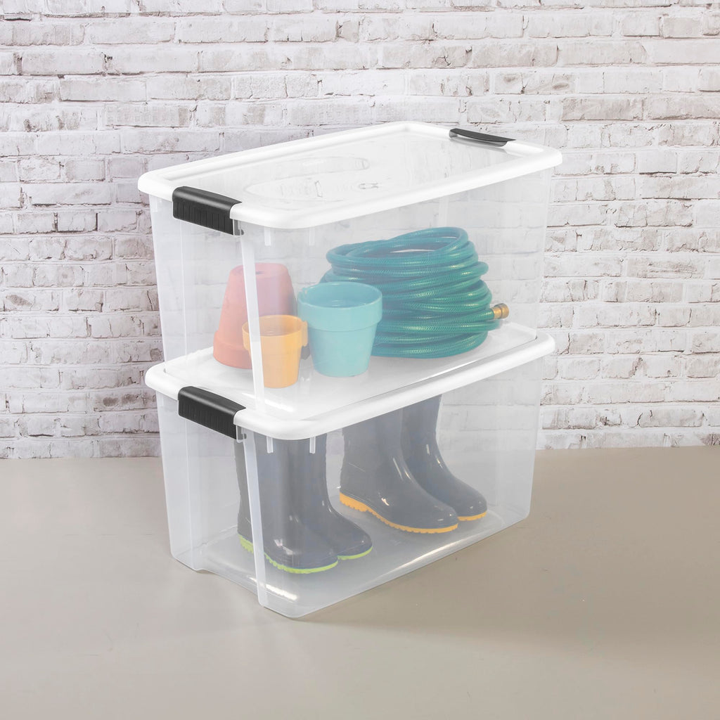 STERILITE 8-Pack 70 Quart Latching Storage Bins - Clear Plastic