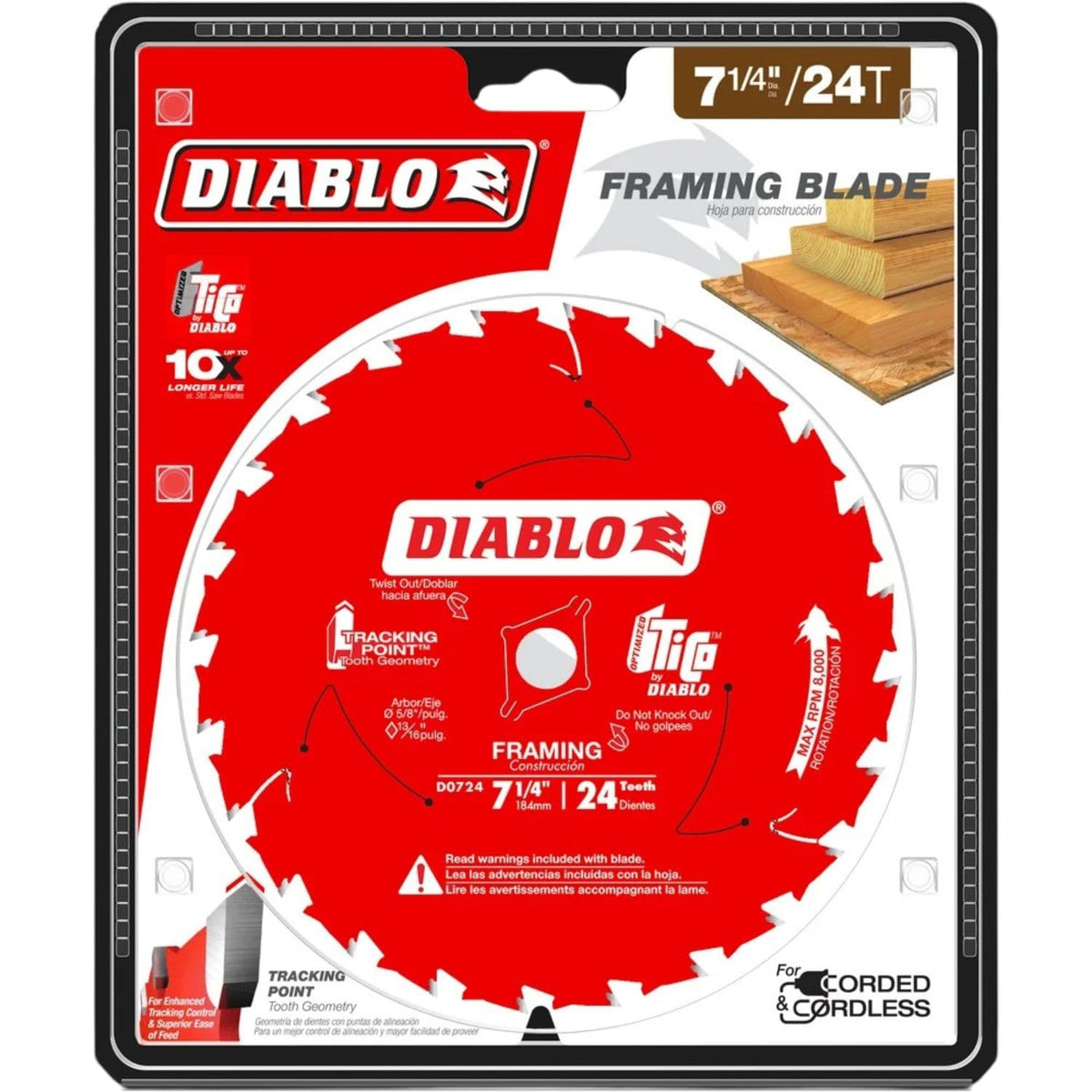 DIABLO Framing Saw Blade - 7-1/4" 24-Tooth Thin Kerf