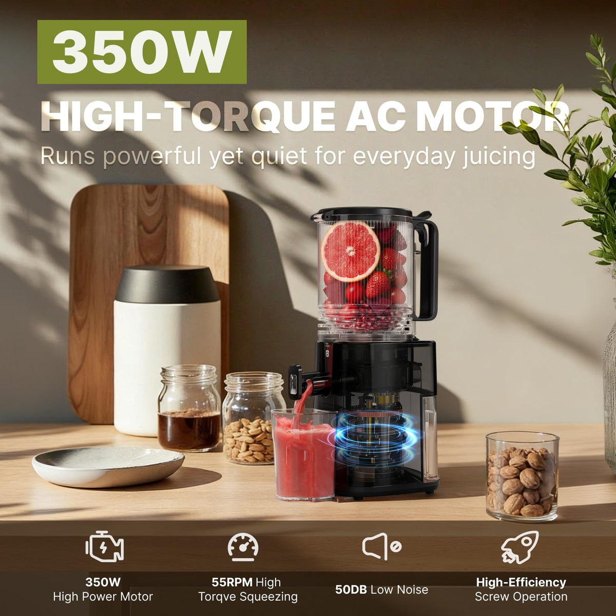 YOYDS Cold Press Juicer with 5.5" Wide Feed Chute