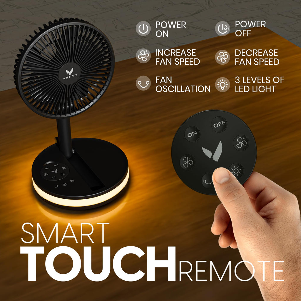 VENTY Portable Wireless Battery Operated Fan - 4 Speeds