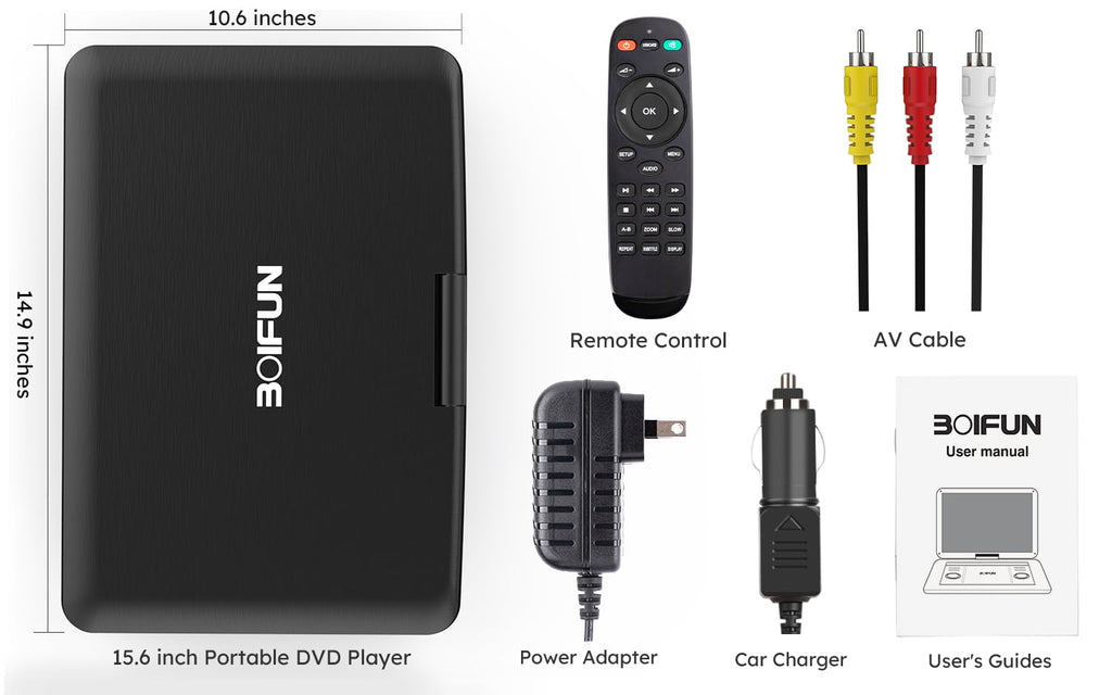 BOIFUN 17.5" Portable DVD Player with 15.6" HD Screen