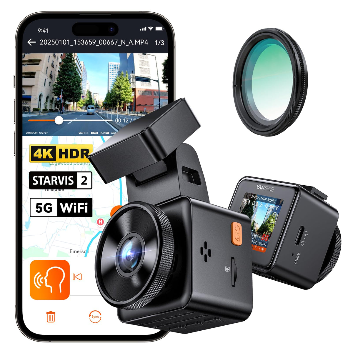 VANTRUE E1 Pro 4K Mini Dash Cam with GPS & Night Vision