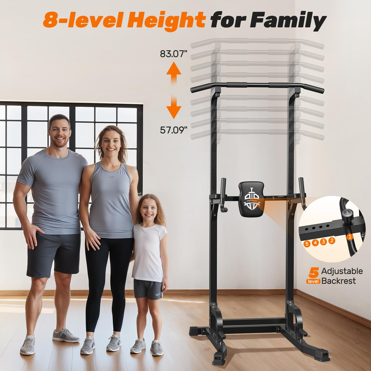 SPORTSROYALS Power Tower Pull Up Bar Station for Home Gym