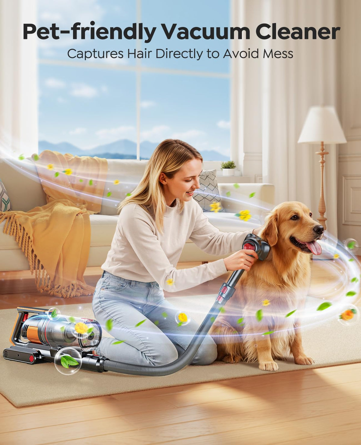 FIEETY Cordless Vacuum Cleaner 650W 55KPa with Pet Brush