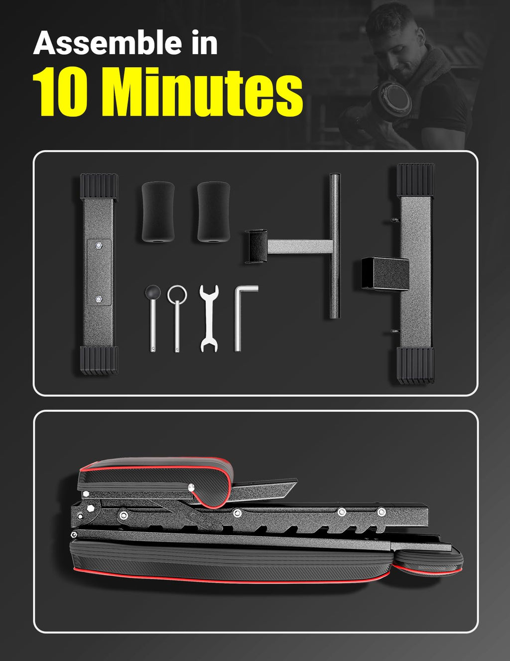 YOLEO Adjustable Weight Bench - 827LB Foldable Workout Bench
