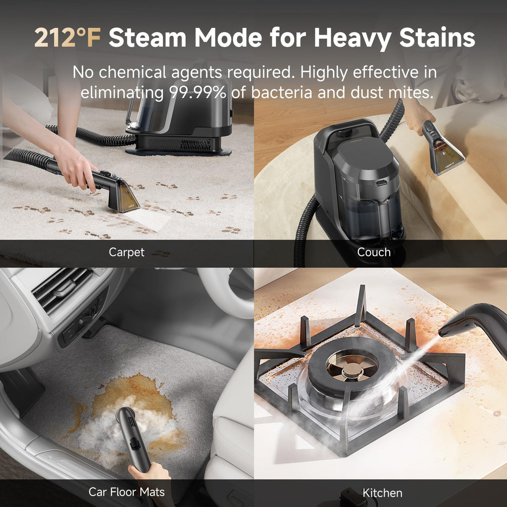 UWANT Carpet Cleaner Machine with Powerful Suction & Steam