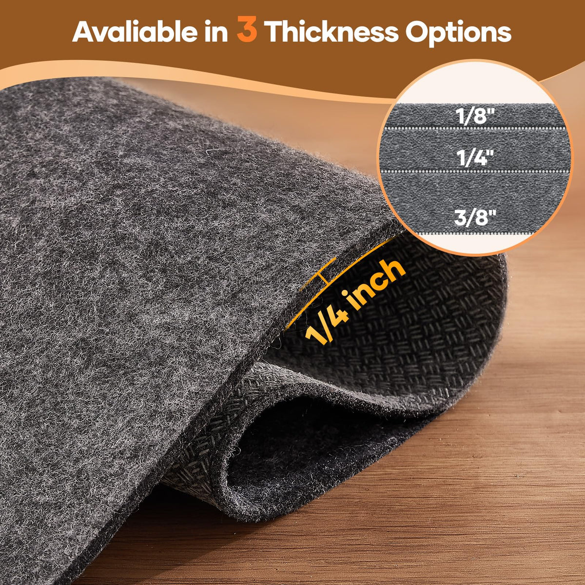 VEKEN Non-Slip Cushioned Rug Pad 9x12 ft for Hardwood Floors