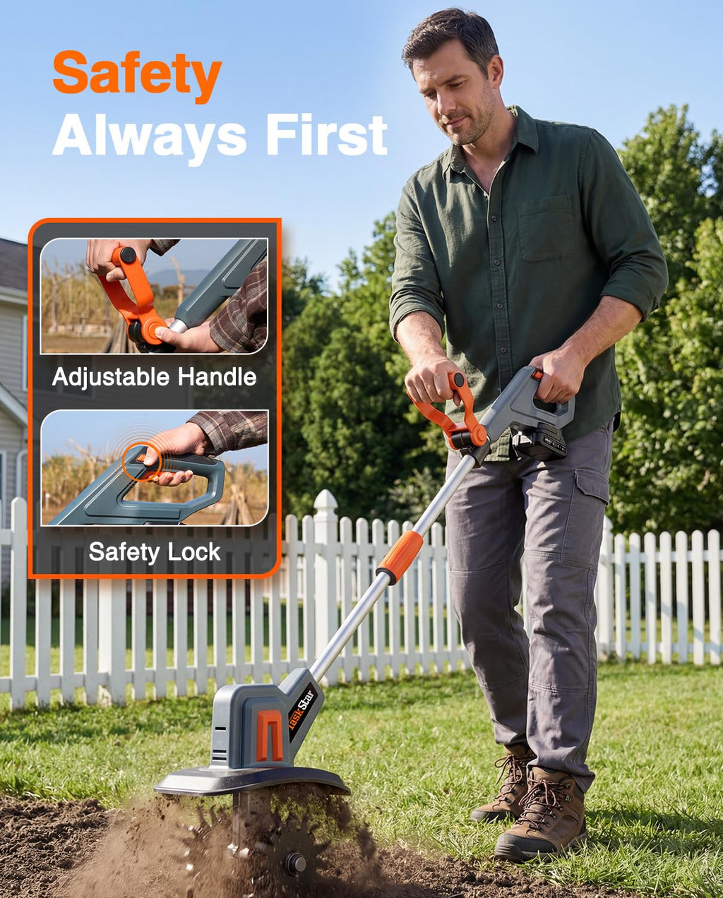 TASKSTAR Cordless Garden Tiller Cultivator - 21V Electric