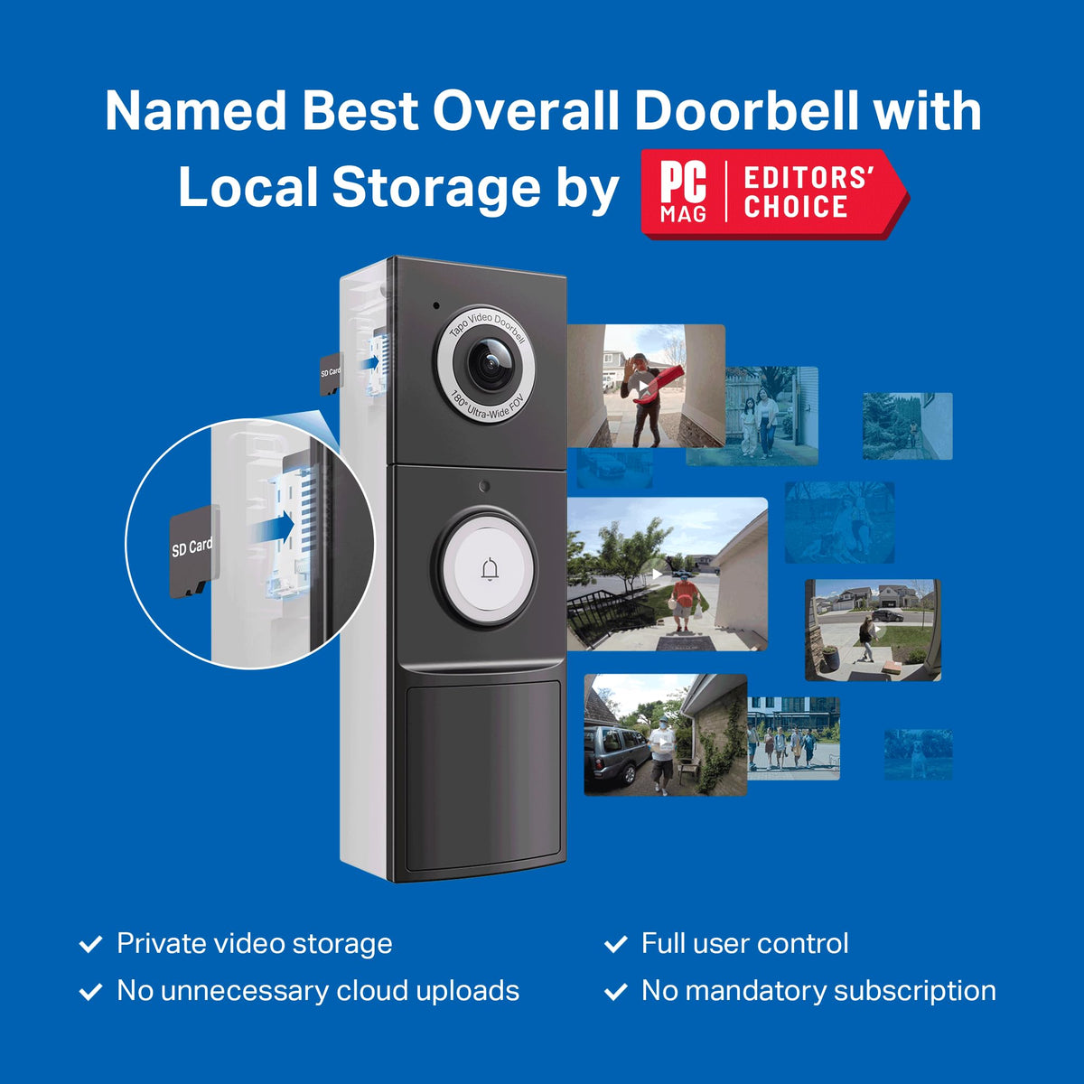 TAPO 2K Smart Video Doorbell with Chime - Wired/Battery Powered