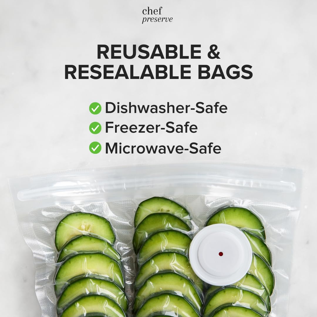 CHEF PRESERVE Compact Vacuum Sealer Machine with Reusable Bags