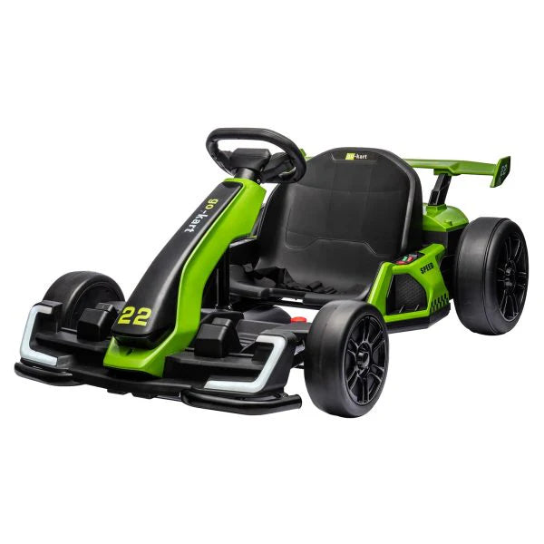 24V Electric Go Kart, with 300W Strong Motor, Drift/Sport Mode, Big Battery, Eva Tire,Length Adjustmen for Outdoor Racing Toy-Green