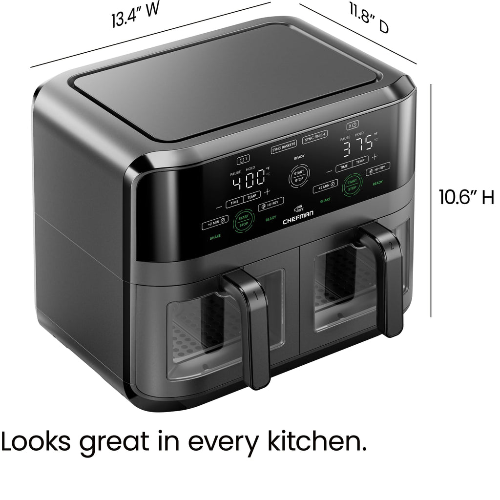 CHEFMAN 6 Quart Dual Basket Air Fryer Oven - Black