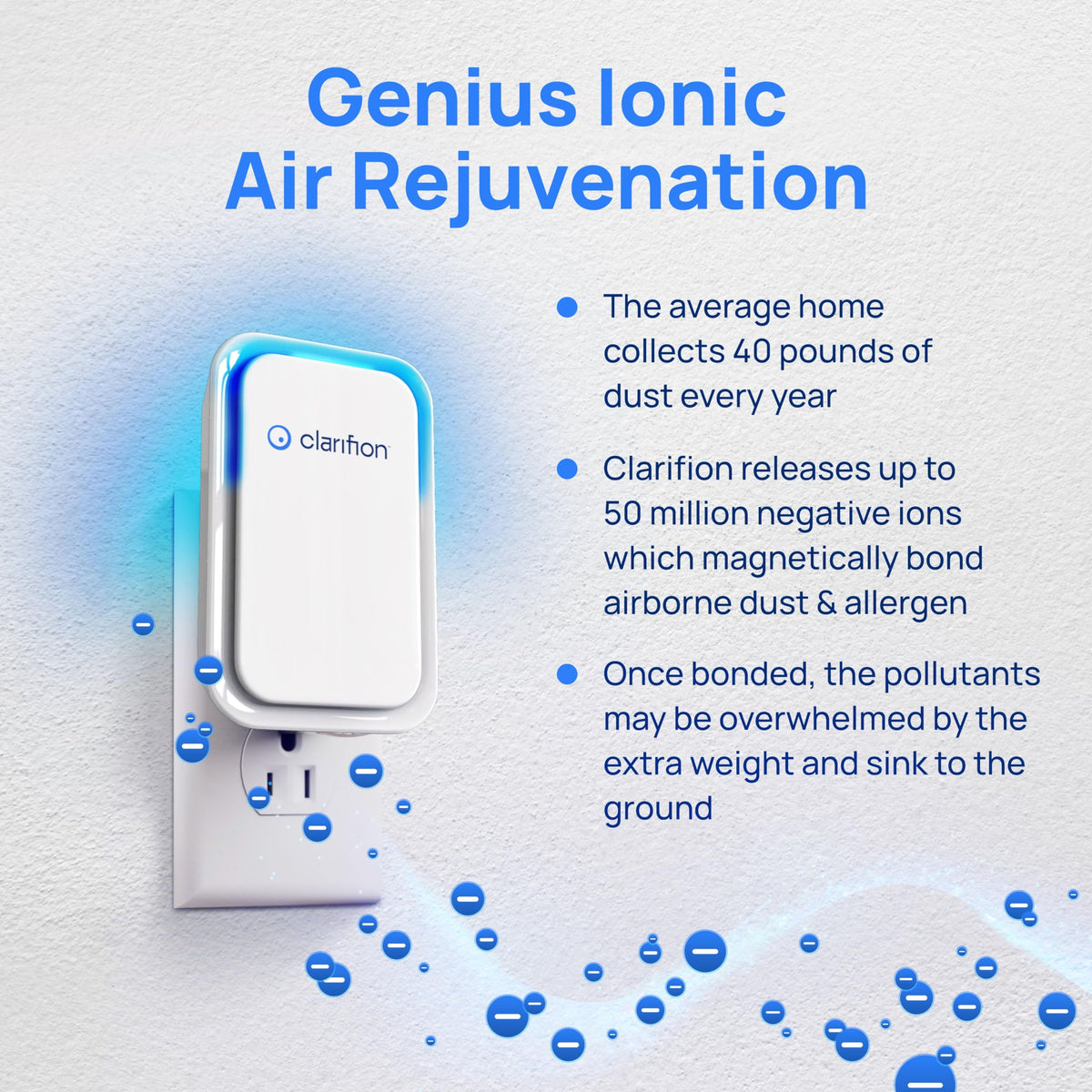 CLARIFION Air Ionizers for Home - 3 Pack, Portable Air Filters