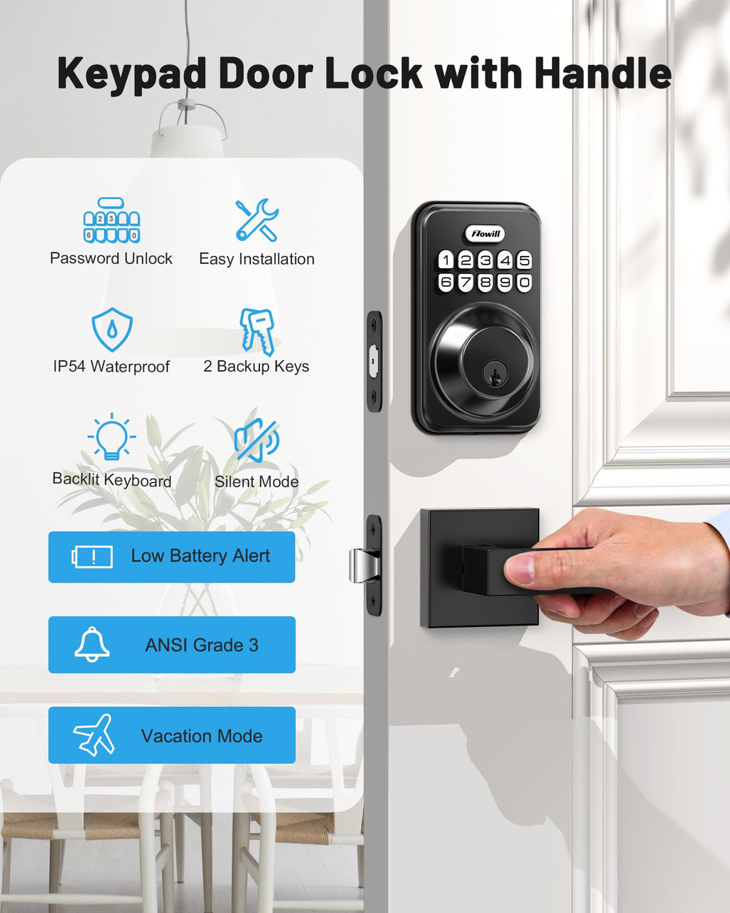ZOWILL Keyless Entry Door Lock with Electronic Keypad