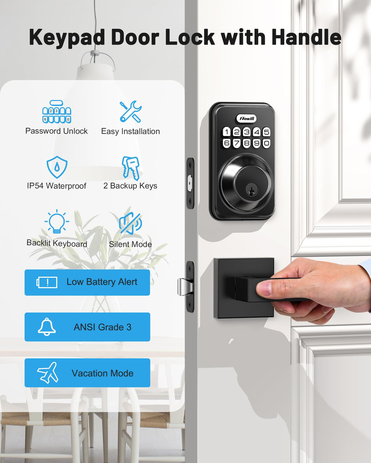 ZOWILL Keyless Entry Door Lock with Electronic Keypad