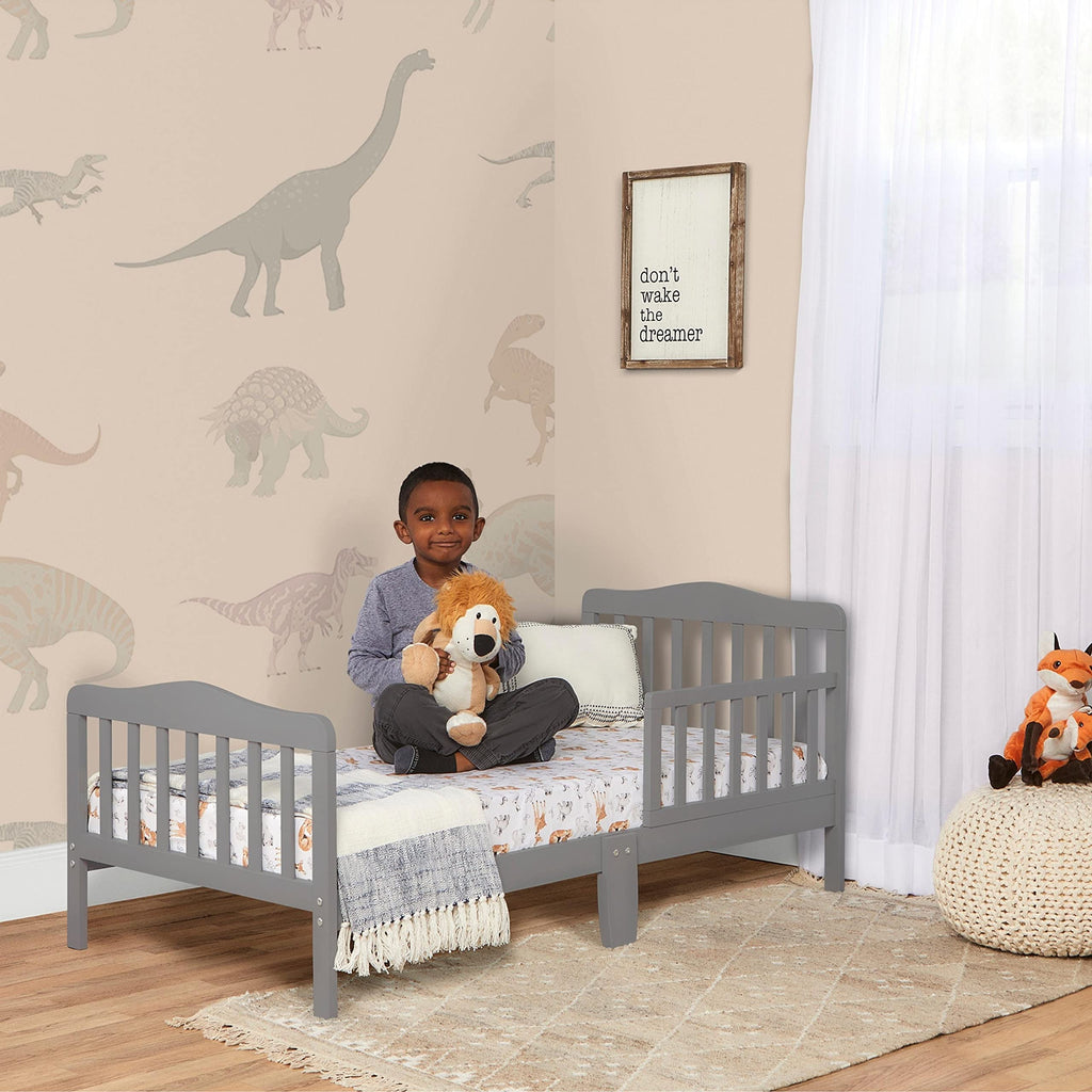 DREAM ON ME Classic Design Toddler Bed in Steel Grey - Safe & Stylish