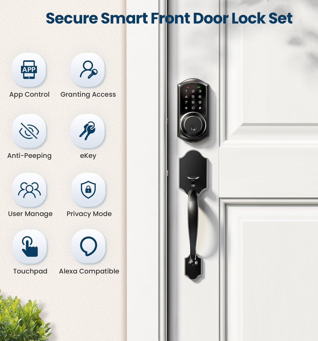 VEISE VE06-H Smart Keyless Front Door Lock Set - Black