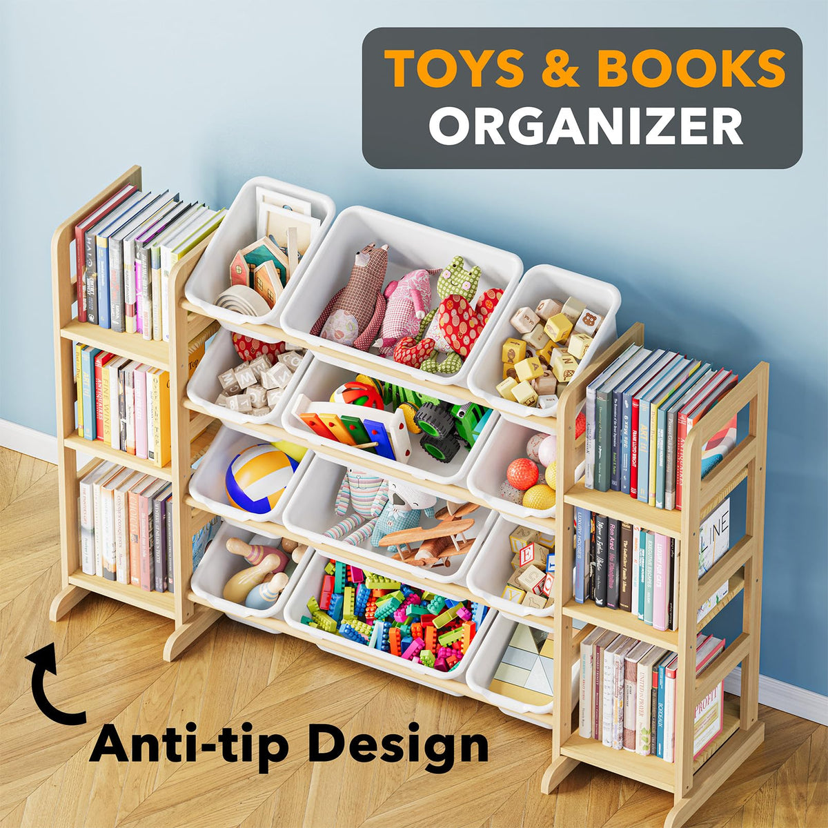 SPACEAID Toy Storage Organizer with 6 Shelves and 12 Bins
