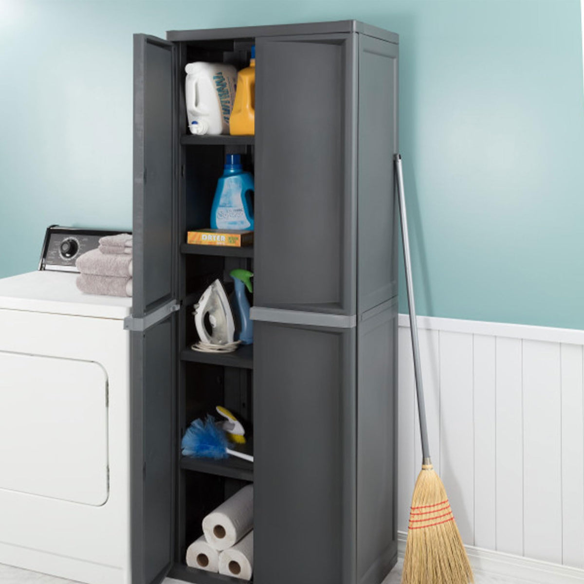 STERILITE 4 Shelf Plastic Storage Cabinet - Heavy Duty Organizer