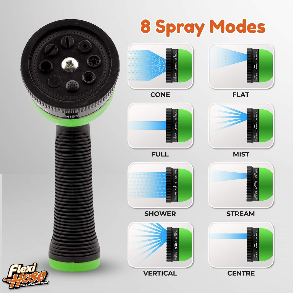 FLEXI HOSE Expandable Garden Hose 100FT with 8 Function Nozzle
